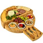 Picnic at Ascot Deluxe Bamboo Cheese/Charcuterie Board with Accessories- Innovative Patented Design - Quality Assured in The USA