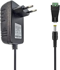 Tesfish 24V 2A Adaptador de Corriente Transformador 48W Fuente de alimentación 5.5 x 2.1/2.5 mm para CCTV, Cámara, Enrutador, LED Tira de luz 5050 2835