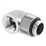 Barrow G1/4" Male to Female Extender Fitting, 90 Degree Rotary, Silver Shiny