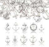 Airssory 100 Pcs 10 Styles Vintage Nautical Anchor Theme Charms Collection Bulk for Necklace Bracelet Jewellery Making and Crafting - 13.8x10.5mm