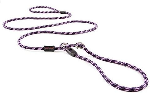 EzyDog Luca LITE Rope Dog Leash - Slip Collar and Lead for Small Dogs - Best Slip Leads for Training - Durable 6cm Wide Climbing Rope with Reflective (170cm, Purple)