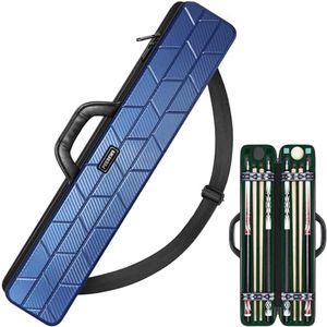 PEKREWS Pool Cue Case, Hard Shell Pool Stick Case 4x4 with 10 Padded Slots, Billiard Cue Bag with Leather Handle and Shoulder Strap, Heavy-Duty Travel Snooker Stick Carry Bag Holder for Men and Women