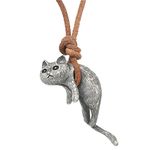 LVGPH Cat Necklace for Women 3D Cat Pendant Necklace Cat Lover Gifts Punk Pendant Necklace Charm Silver Cuban Link Chain Gothic Chain Eboy Egirl Padlock Choker for Men Women Metal Padlock Chains