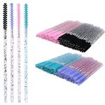 200pcs Disposable Skinny Mascara Wands Crystal Eyelash Brushes Mini Mascara Wands Micro Brush Lash Extension Supplies Lashes Extension Tools(Skinny-4colors-CA)