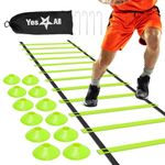 Yes4All Ultimate Combo Agility Ladder Training (Lime) Set – Speed Agility Ladder Lime 12 Adjustable Rungs, 12 Agility Cones & 4 Steel Stakes - Included Carry Bag