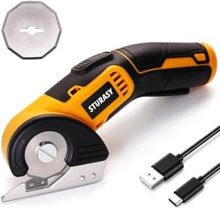 Sturasy Cordless Electric Scissors, Power Cardboard Cutter with Safety Lock, Rechargeable 4V 2000mAh Electric Box Cutter for Cardboard, Fabric, Carpet, Leather, Paper, Plastic, Packages, Rotary Cutter