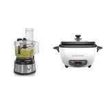 Hamilton Beach Food Processor & Vegetable Chopper & BLACK+DECKER 2-in-1 Rice Cooker & Food Steamer - 6-Cup Capacity, Automatic Keep Warm, Nonstick Bowl, Steaming Basket - Effortless Cooking