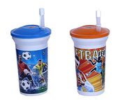 ShubhKraft Birthday Party Return Gift Items in Bulk for Kids | Character Printed Sipper Glass with Straw (Pack of 2, Multicolor)