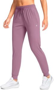 G Gradual Women's Joggers Pants with Zipper Pockets Tapered Running Sweatpants for Women Lounge, Jogging (Mauve Pink, Large)