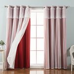 Best Home Fashion MM_DIMANCHE_GS-84-CARDINAL.RED Solid Blackout 4 Piece Curtain Set, 52" W x L, Cardinal Red