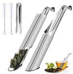 Tea Infuser Set for Loose Leaf Tea, 2 Pcs 304 Food Grade Stainless Steel Tea Strainer Filter with 2 Brushes and 1 Clip, Tea Diffuser Stick Pipe with Hook - Easy to Use & Carry