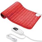 VIBOOS Heating pad, Electric Heat Pad with Automatic Switch-Off and 6 Temperature Levels Heating pad for Back Neck Shoulder Belly Heating Technology - Machine Washable. (Rosered, 12" x 24")