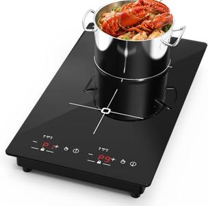 Double Induction Cooktop with 15A Plug, 3000w Portable Electric Stove 2 Burner with Led Touch Screen 9 Levels Settings, Double Hot Plate Heat-Up in Seconds