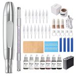 Charme Princesse Permanent Makeup Tattoo Machine Kit with Microblading Manual Pen Eyeliner Eyebrow Ruler Practice Skin Ring Cup Microblading Supplies Pigments for Eyebrows EK516