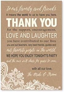 Hadley Designs 50 Wedding Kraft Thank You Place Cards, Rehearsal Dinner Thank You Table Sign, Menu Place Setting Card Notes, Placement Thank You Note Favors For Family & Guests