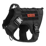 Tactical Dog Harness Vest Military Dog Harness for Large Medium Dogs,No-Pull Service Dog Vest with Hook & Loop Panels,Adjustable Dog Vest Harness for Walking Hiking Training(Black,Medium)…