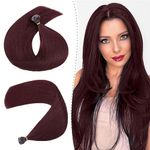 Pre Bonded Nano Ring Extensions 1g/s Nano Ring 50g Cold Fusion Keratin Bondings 22inches #99J Wine Red [100% Real Remy Human Hair]