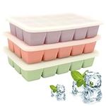 KGYMJR 3Pcs Silicone Ice Cube Tray, Square Ice Cube Tray with Lid, Easy-Release Flexible 15 Ice Cubes, Reusable Ice Cube Molds for DIY Cold Drinks.