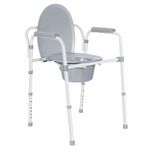 LIVINGbasics 7 Position Bedside Commode Chair Aluminum alloy Toilet Seat Chair With Folding Commode Bucket, Versatile Design Supports 300 lbs