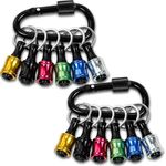 12PCS Portable Bit Holder, 1/4 inch Hex Shank Aluminum Alloy Screwdriver Bits Holder with Carabiner for Impact Driver Drill Bit, Quick Release Light-Weight Extension Bar Keychain Drill Screw Adapter