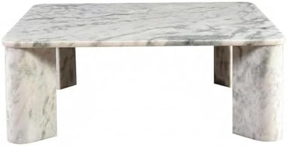 Starlight Canyon Home Gray Coffee Table with Gray Marble Top, Metal Frame, Handmade Design, Modern Style, Durable Composite Wood Base for Living Room