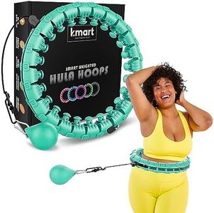 K-MART Smart Weighted Hula Ring Hoops, Hula Circle 24 Detachable Fitness Ring with 360 Degree Auto-Spinning Ball Massage, Gymnastics, Adult Fitness for Weight Loss (Mint Green)