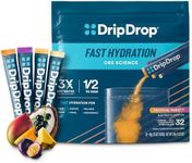 DripDrop Hydration - Tropical Variety Pack - Electrolyte Drink Mix Single Serve Hydration Powder Packets - Mango, Açaí, Passion Fruit, Piña Colada | Non-GMO, Gluten Free, Vegan | 32 Sticks