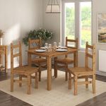 Corona Dining Table Set 4 Seater Solid Mexican Pine Wood Table With 4 Chairs