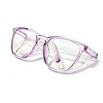 LeonDesigns Safety Goggles Anti-Fog Tactical glasses with Side Shields Clear Safety glasses with Anti-Scratch UV400 protection Lens Goggles Inside Eyeglasses (Square transparent Purple)