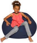 Big Comfy Bean Bag Chair: Posh Large Beanbag Chairs with Removable Cover for Kids, Teens and Adults - Polyester Cloth Puff Sack Lounger Furniture for All Ages - 27 Inch - Solid Navy Blue