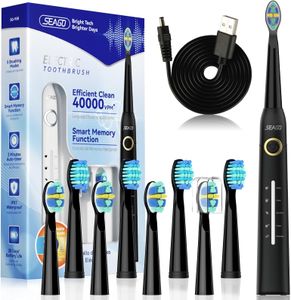 Seago Electric Toothbrush – Black, Rechargeable Sonic Cleaning