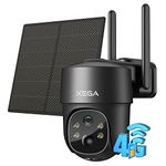 Xega 4G LTE Cellular Security Camera Solar With SIM Card, Outdoor Wireless No WiFi Security Camera CCTV, 2K HD PTZ Night Vision PIR Motion Detection Notification Alarm TF&Cloud Storage IP66