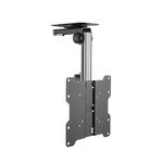 ZeboZap ZZTVC8022 Flip Down Ceiling TV Mount and Monitor Mount | Gazebo TV Mount | RV TV Mount | Kitchen Overhead & Under Cabinet Mount | Height Adjustable | Holds 44lbs | Fits Screens 13" to 37"