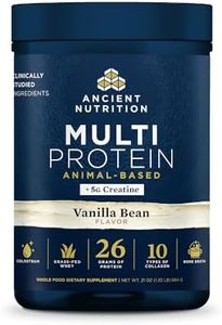 Ancient Nutrition Multi Protein Animal Based Powder + Creatine, 26g Protein, Grass Fed Whey, Bone Broth, Collagen Peptides, 5g Creatine Monohydrate, Colostrum & Probiotics, Vanilla Bean, 15 Servings