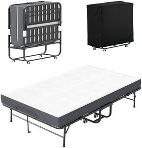 mysteeldepot Folding Bed with Mattress, Roll Away Beds for Adult, 74"x 46" Portable Rollaway Bed with Memory Mattress and Metal Frame, Foldable Bed for Home Office Outdoor Camping