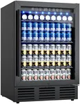 ICEVIVAL 24 Inch Beverage Refrigerator, 180 Cans Under Counter Beverage Fridge with Glass Door, LED Light, Built-in or Freestanding Beer Fridge for Soda, Water, Wine - Home, Bar or Office