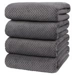 HOMEXCEL Bath Towel Set Pack of 4, (27 x 54 Inches) Microfiber Ultra Soft Highly Absorbent Bath Towel, Lightweight and Quick Drying Towels for Body, Sport, Yoga, SPA, Fitness, Grey