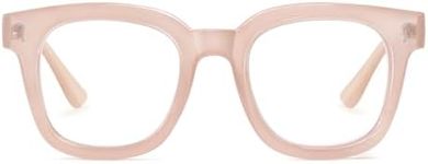 Madison Avenue Blue Light Blocking Glasses Oversized Fashion Blue Light Glasses for Women Anti Eyestrain & UV Protection Computer Eyeglasses (Nude Pink)