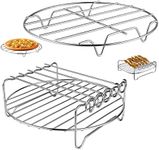 Air Fryer Rack for Air Fryer Oven, Set of 2 Multi-purpose Air Fryer Accessories Metal Double Layer Wire Rack with Skewer for Ninja, Power XL, Cosori, Instant Pot, Gourmia, Chefman, Dishwasher Safe