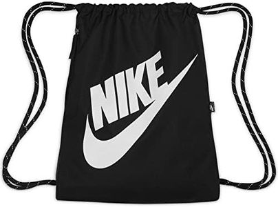 Nike Heritage Drawstring Bag, Black/Black/White