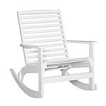 Outsunny Non-Slip Patio Rocking Chair Porch Rocker for Balcony Garden Terrace Bamboo Plywood White