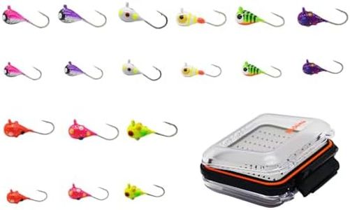 Alichino Ice Fishing Jig Set Ice Fishing Lures for Panfish Crappie, Ice Jig Head Hook Set (Tungsten Ice Jig Set 4 and 5 MM Color Combination 18pcs)