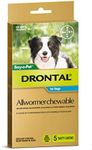 Drontal Allwormer Chews for Dogs 3-10kg, 5 Pack, 5 chews