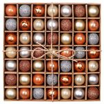 Valery Madelyn Christmas Baubles for Christmas Tree Decoration，49pcs 3cm Woodland Copper and Gold Shatterproof Christmas Ball Ornaments