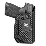 M&P Shield 9mm Holster, Carbon Fiber Kydex Holster IWB For Smith & Wesson M&P Shield 9mm .40 M2.0 S&W Pistol Case, With Integrated Laser, Concealed Holster M&P Shield 9mm With Laser (Black, Right)