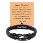 CheersLife Valentines Day Gift for Him Mens Leather Bracelet Anniversary Birthday Gift for Him Husband from Wife, Husband Unique Gifts Knot Bracelet for Men, To My Man Bracelet Love You Forever