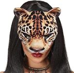 Halloween Leopard Rabbit Mask - Halloween Animal Costum Masquerade - Realistic Animal Cat Half Face Mask for Women Halloween Party Dress Up Costume Fancy Carnival Props