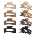 Zou.Rena Hair Claw Clips for Women Short Thin Hair 3.35 Inch(8.5 cm), Hair Clips for Girls Long Thick Hair Strong Hold 8 Pieces Neutral color