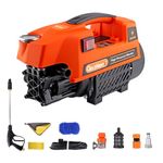 Goldmaxx High Pressure Car Washer Machine 2800 Watts | Soap Dispenser, 8 Meters Outlet Hose | Tap Connector with Accessories for Cleaning Cars, Bike, Home & Garden (Orange)