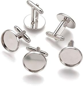 Pandahall Lot de 20 cabochons de boutons de manchette en laiton pour homme Platine 16 mm, one size, Laiton